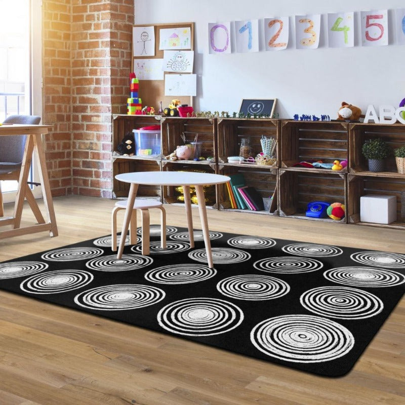 Flagship Circles Black and White Seating Rug