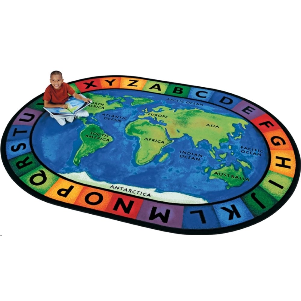 Around The World Oval Map Factory Second Rug 6'9 x 9'5