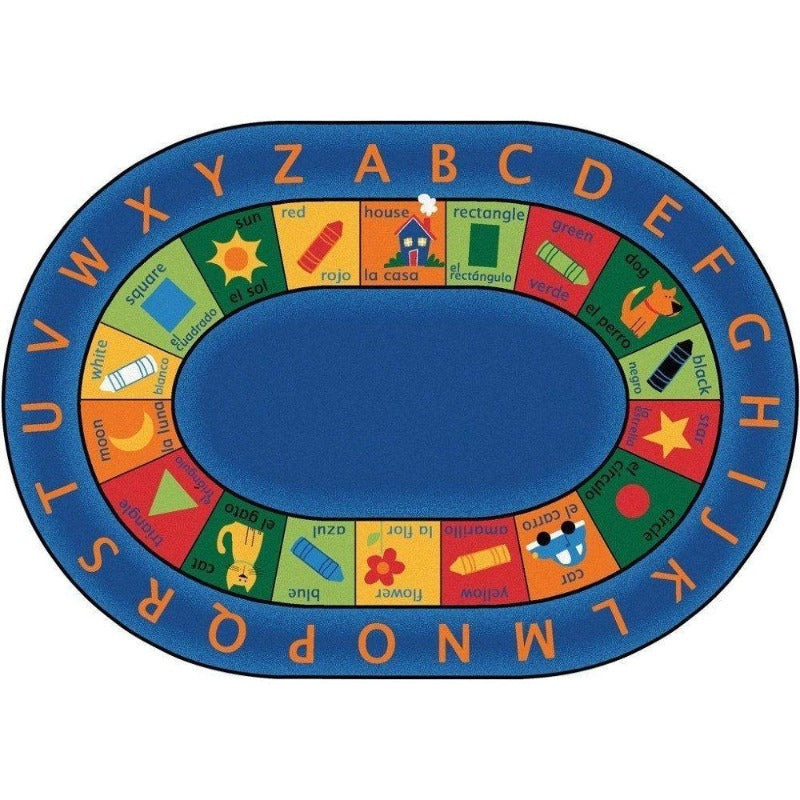 Bilingual Oval Rug