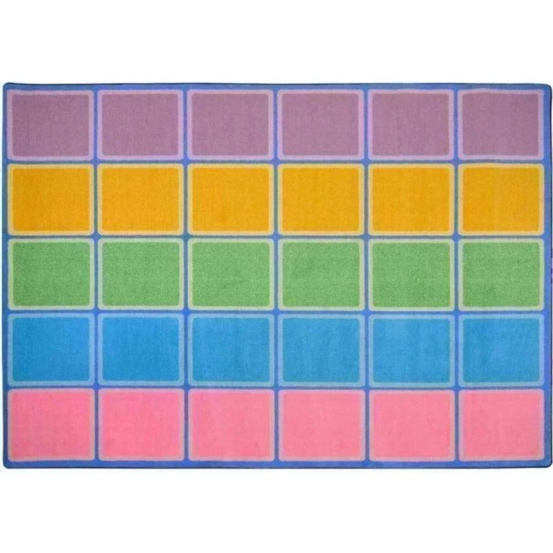 Blocks Abound Pastel Seating Rug for Children - 7'8 x 10'9