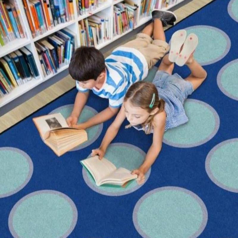 Blue Topaz Circles Classroom Rug - Factory Second