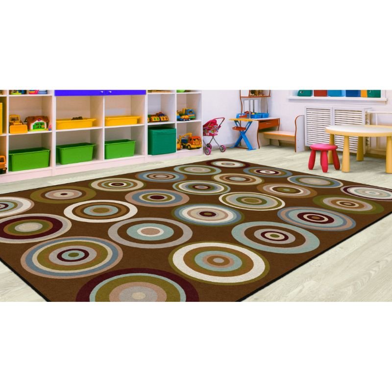 Color Rings Earth Tone Seating Rug