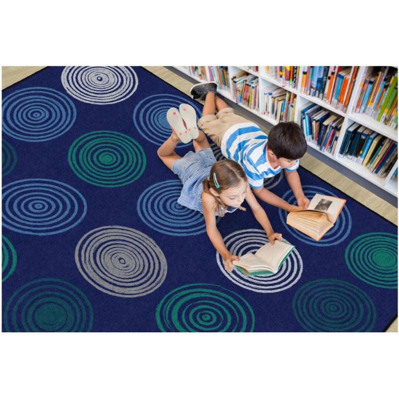 Cool Blue Seating Circles Classroom Rug