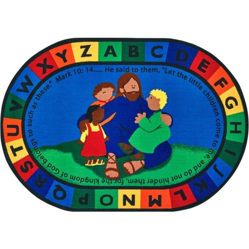 Jesus Loves the Little Children Oval Rug