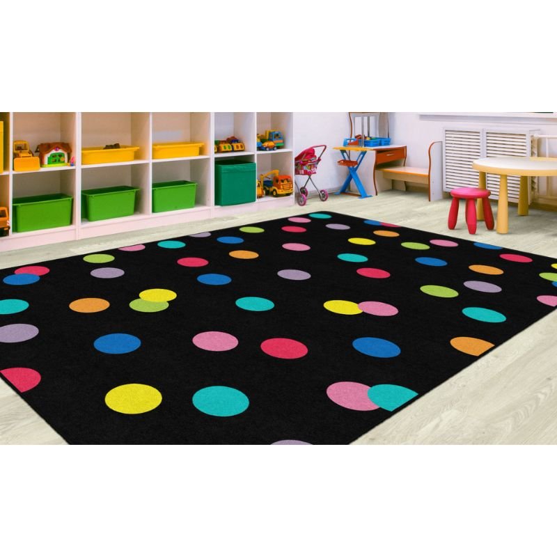 Just Teach Rainbow Polka Dots Rug