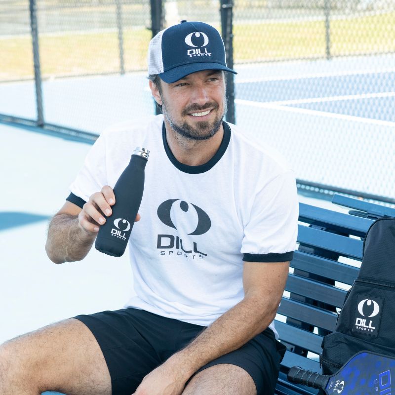 male model with dill sports bottle