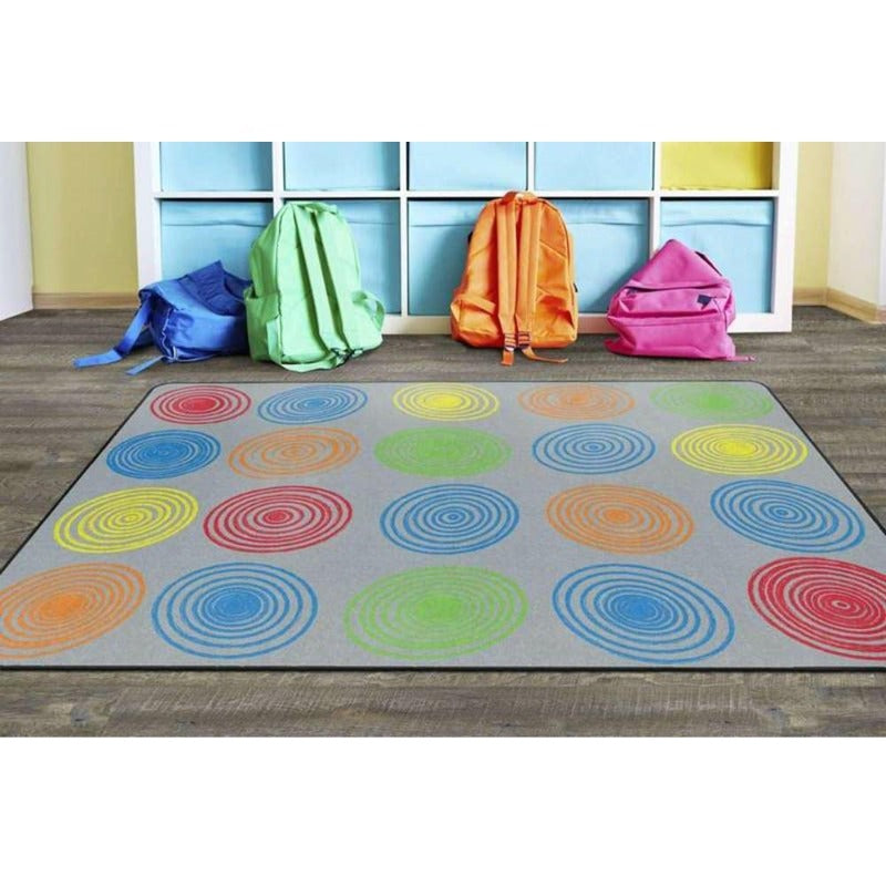Multi Color Circles with Gray Area Rug