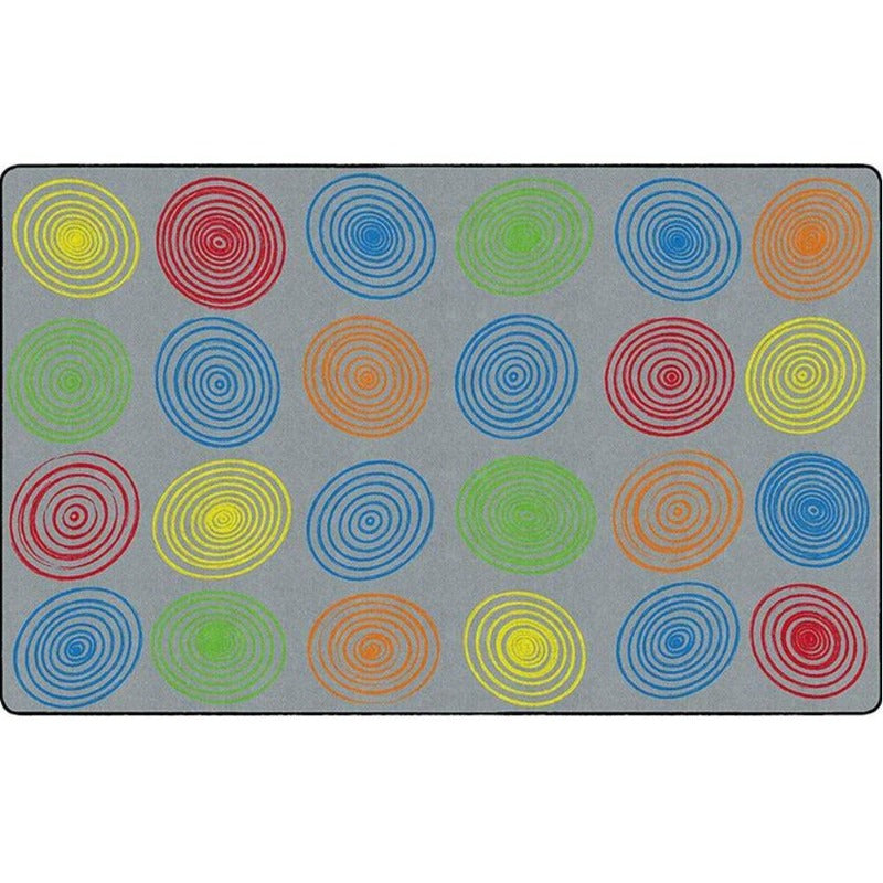 Multi Color Circles with Gray Area Rug