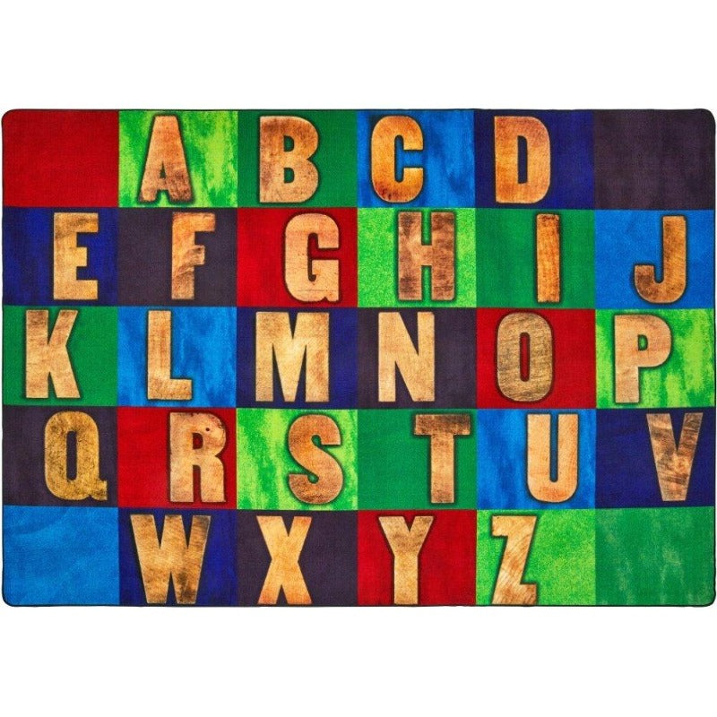 Primary Rustic Wood Literacy Rug