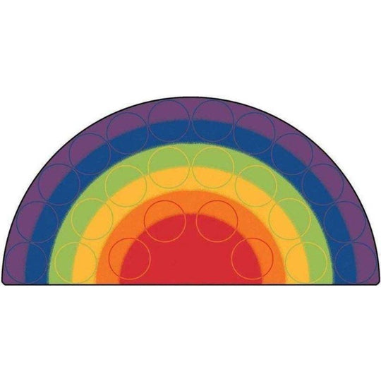 Rainbow Rows Semi-Circle Classroom Rug