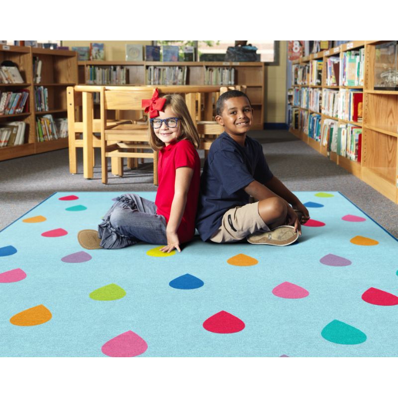 Rain on Blue Classroom Area Rug - Schoolgirl Design