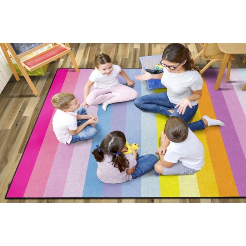 Vertical Rainbow Stripes Area Rug