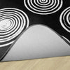 White Circles on Black Classroom Seating Rug